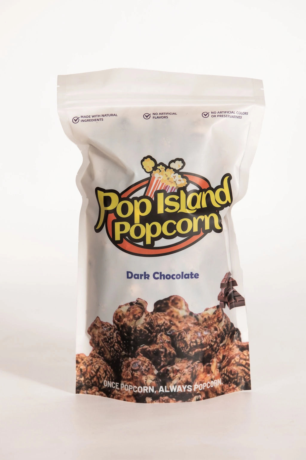 Pop Island Popcorn Austin. Dark Chocolate