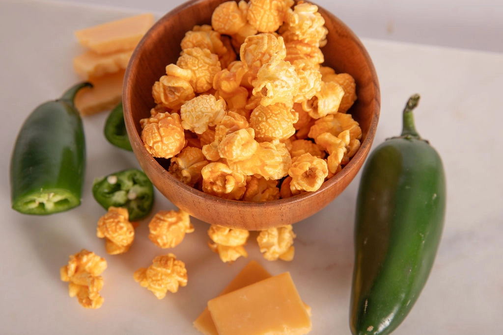 Pop Island Popcorn Austin. Jalapeño Cheddar